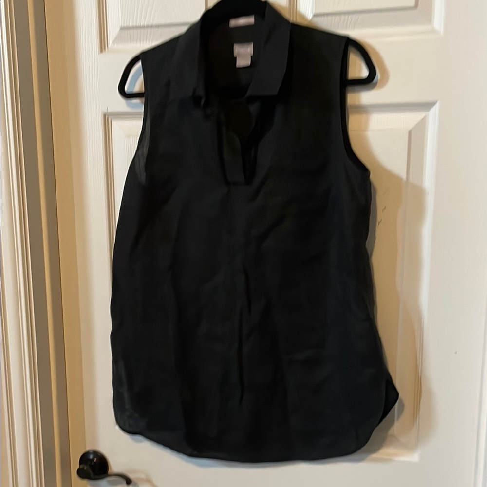 Chico's Black Sleeveless Collared Shell Blouse